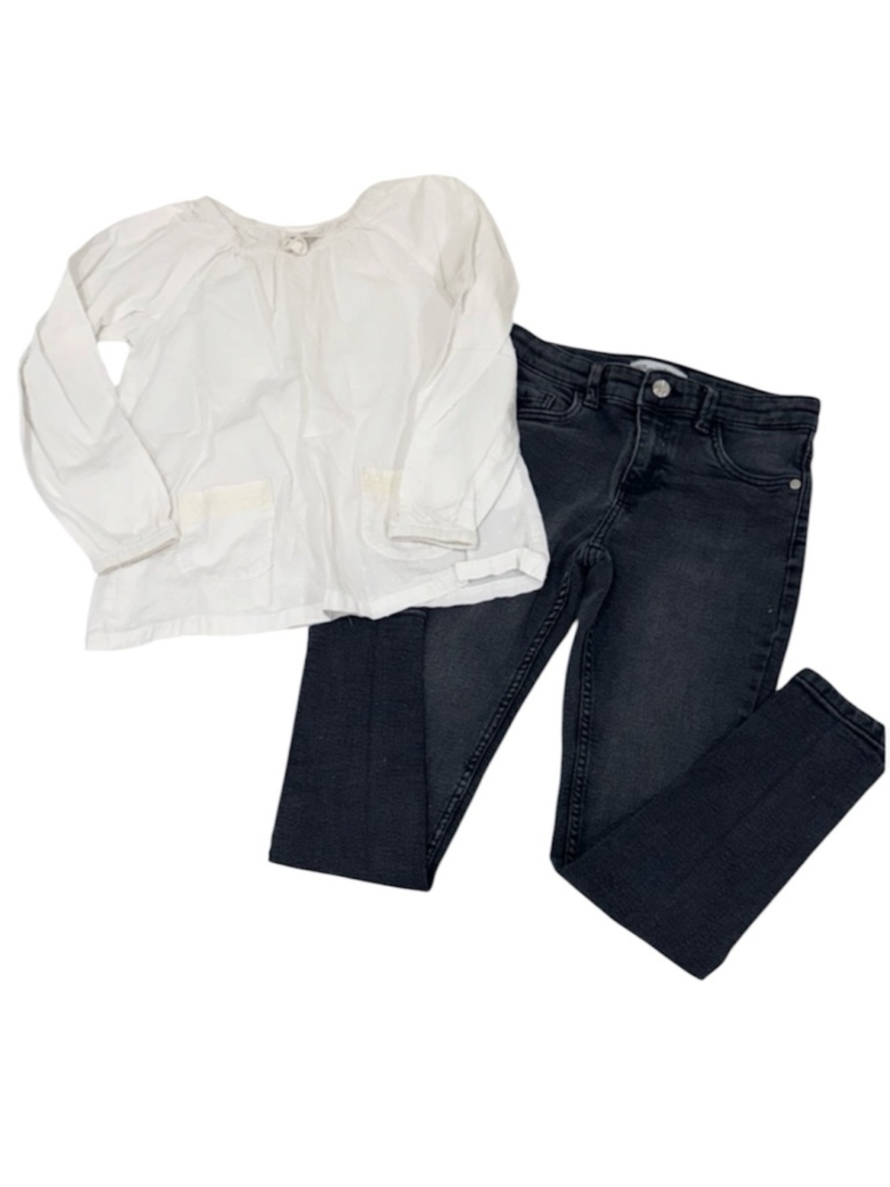 Zara girls  Black skinny Jeans size 10 white top BACK TO SCHOOL